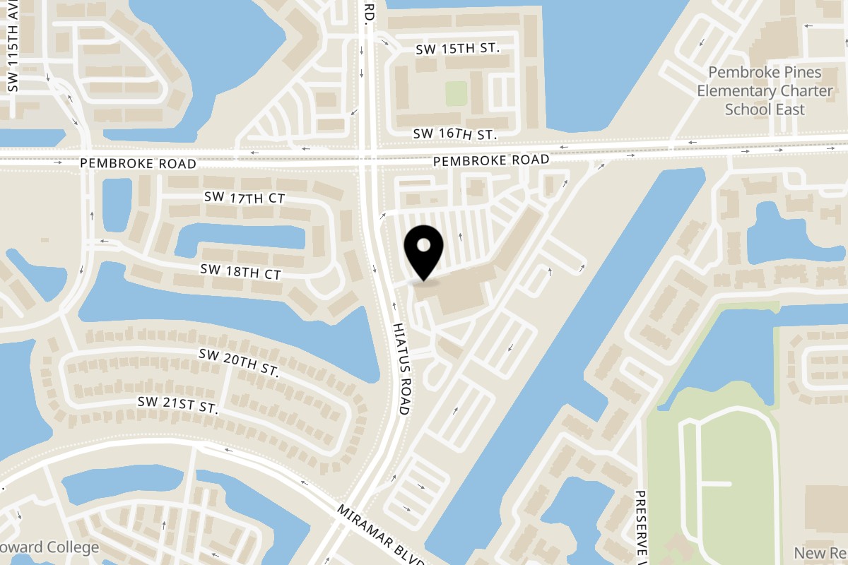 Map showing the location of Shawarma Shack on 11040 Pembroke Rd in Miramar